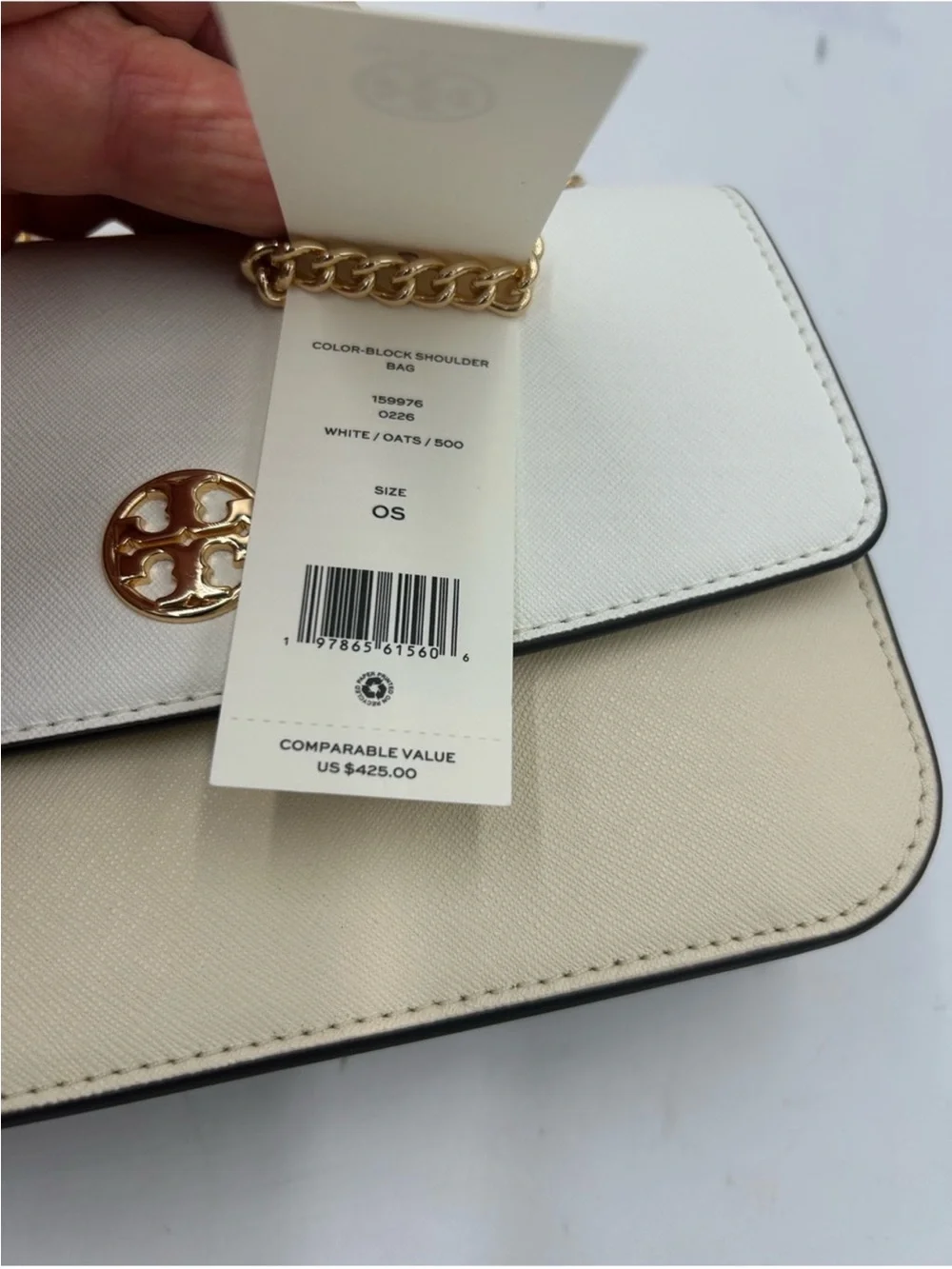 Tory Burch Two-Tone Cream and Beige Chain Crossbody